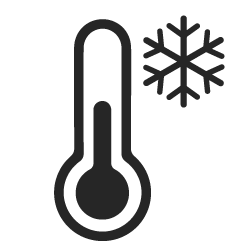 a black icon of a cool temperature on a thermometer