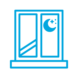 a blue icon of opened windows during the night