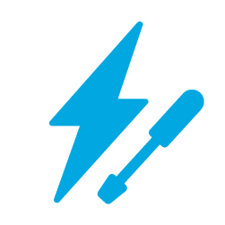 a blue icon of a lightning bolt with a screwdriver next to it