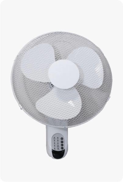 an image of a wall fan on a grey background