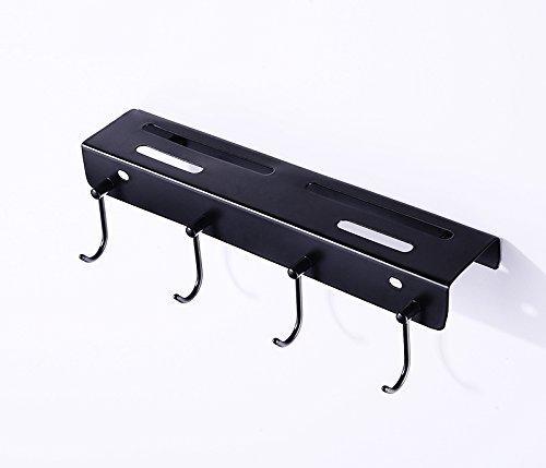 Purchase ucas rustic kitchen rail organizer with 4 hooks and 4 knife holders wall mount stainless steel pot pan lid holder rack matte black