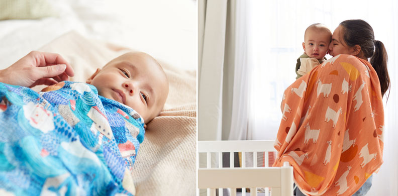 Babies swaddled in Tula blankets