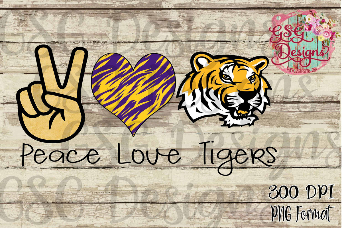 Download Peace Love Tigers Digital Design File .png - GSG Designs