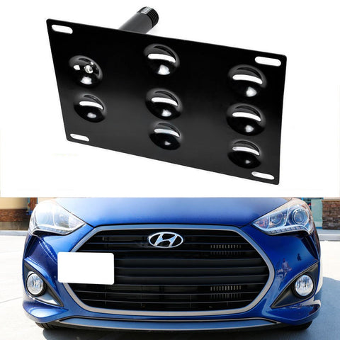 iJDMTOY No Drill Front Bumper Tow Hook License Plate Mounting Bracket  Adapter Kit Compatible With 2016-2018 Ford Focus RS ONLY