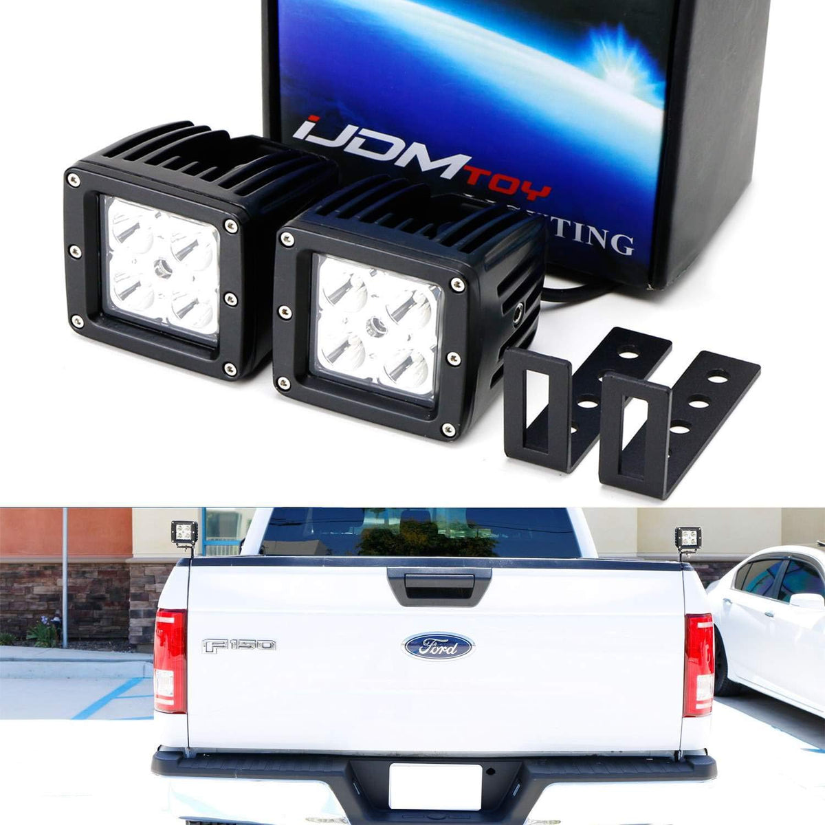 Truck Bed Led Pod Light Kit For 2015 Up Ford F150 2017 Up F250 F350 F450 2 20w High Power Cree Led Pods Rear Truck Bed Corner Mounting Brackets