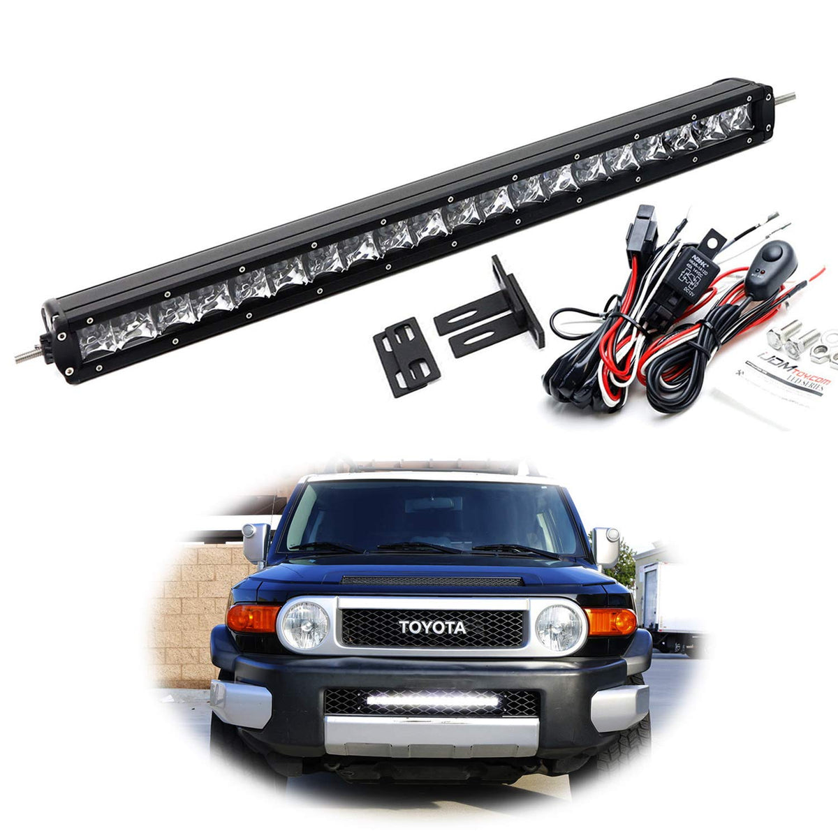 07 14 Toyota Fj Cruiser Behind Lower Grille Led Light Bar Kit