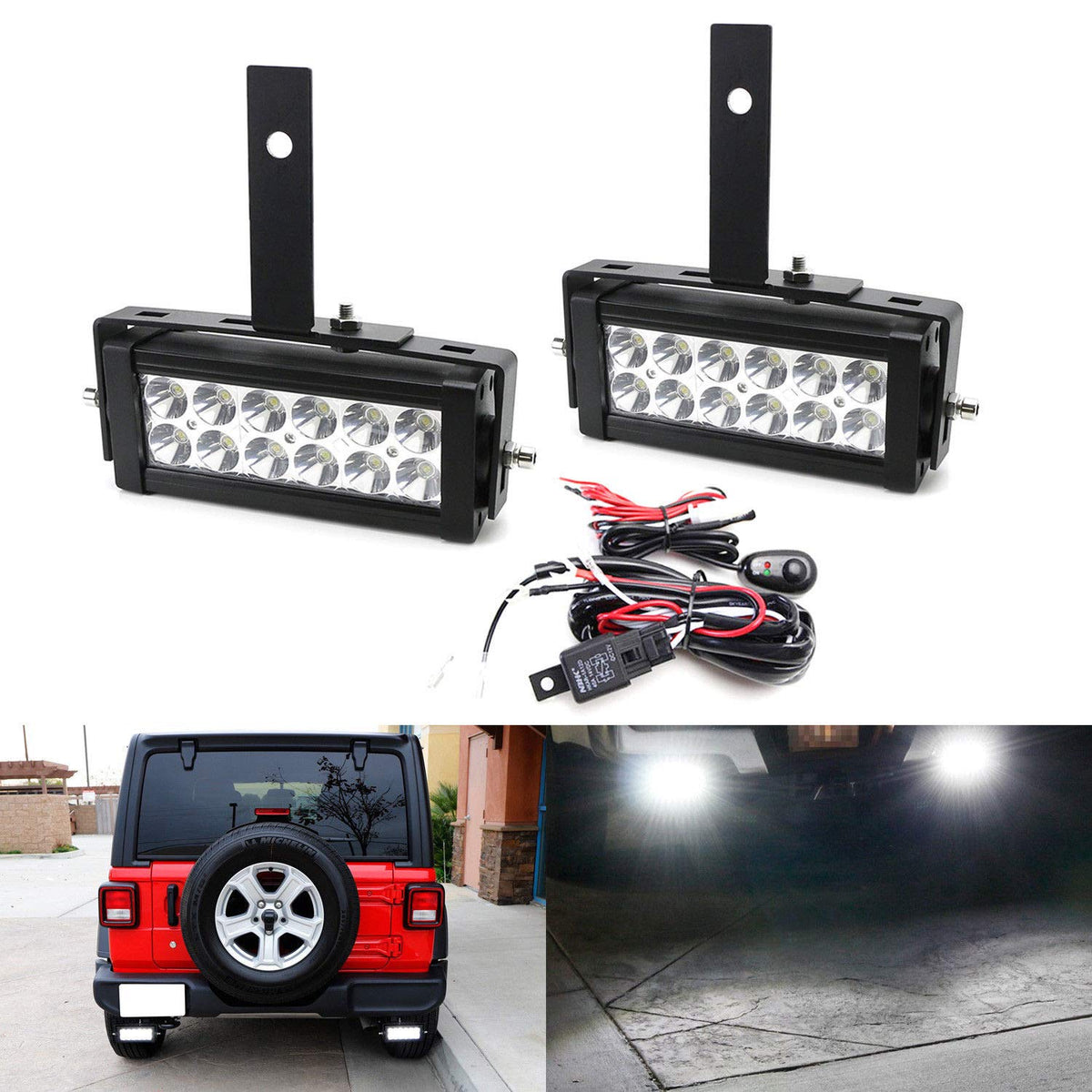 Jeep Wrangler JK & JL Rear Bumper Reverse LED Light Bar Kit — 