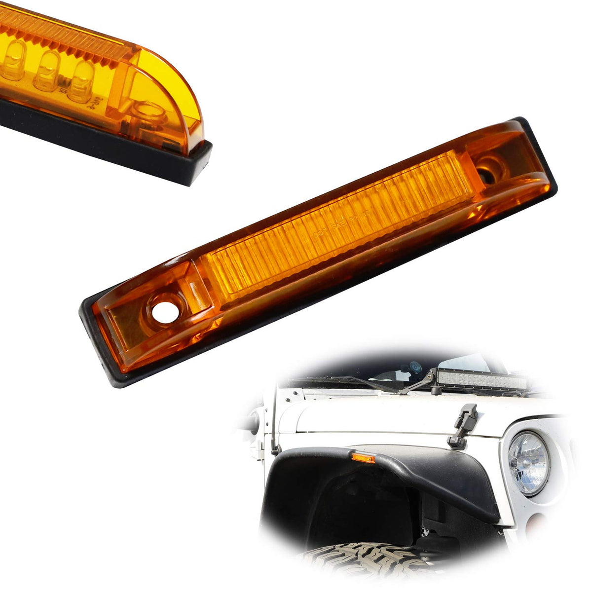 Jeep Wrangler Amber or Smoked Lens 6-LED Fender Flare Side Marker Lamps —  