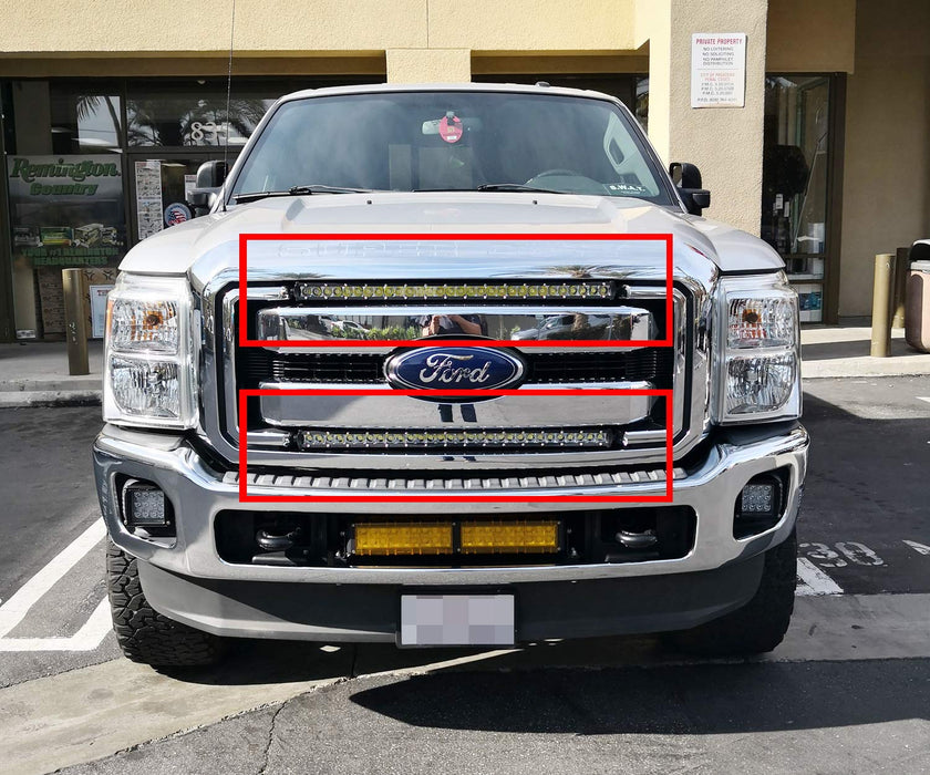 11-16 Ford F250 F350 SuperDuty Upper Grille LED Light Bar Kit — iJDMTOY.com