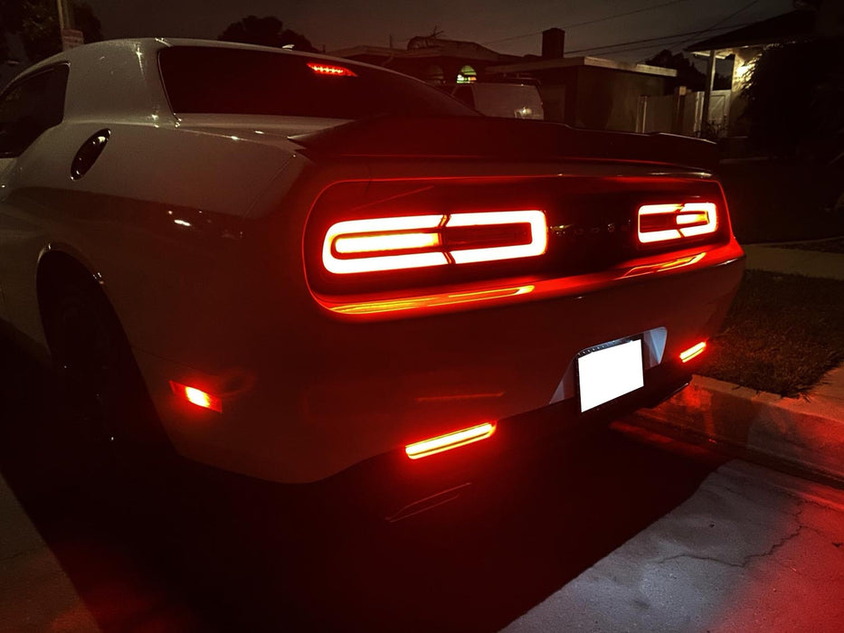 2015-up Dodge Challenger Smoked Lens LED Rear Bumper Reflector Light