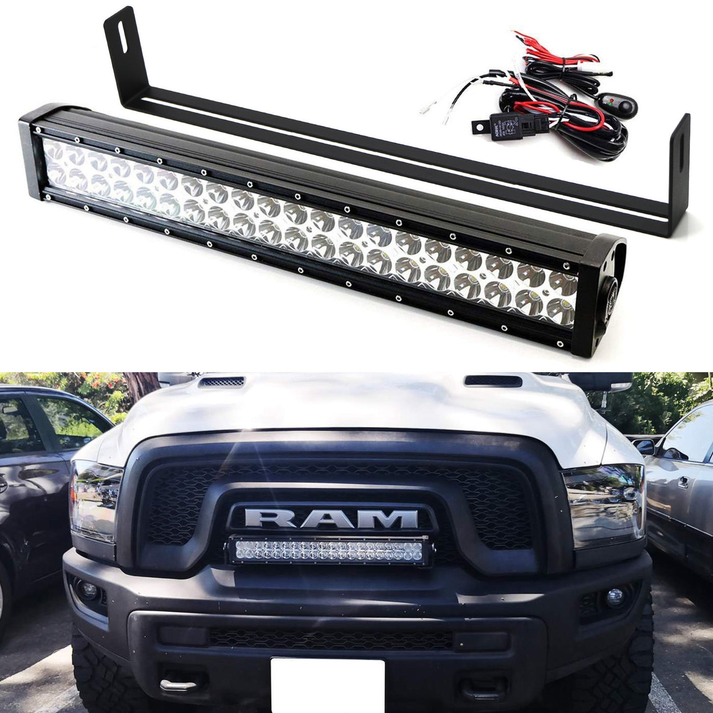 2015-18 Dodge RAM 1500 Rebel Front Grille LED Light Bar Kit — iJDMTOY.com