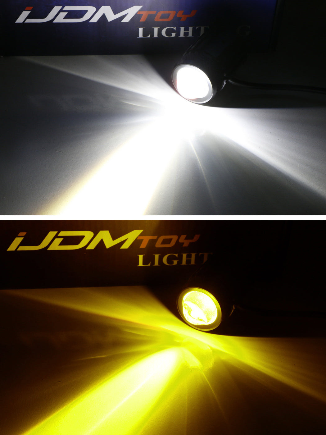 1-Inch White/Yellow Dual Color 20W Mini LED Projector Lens Driving Fog