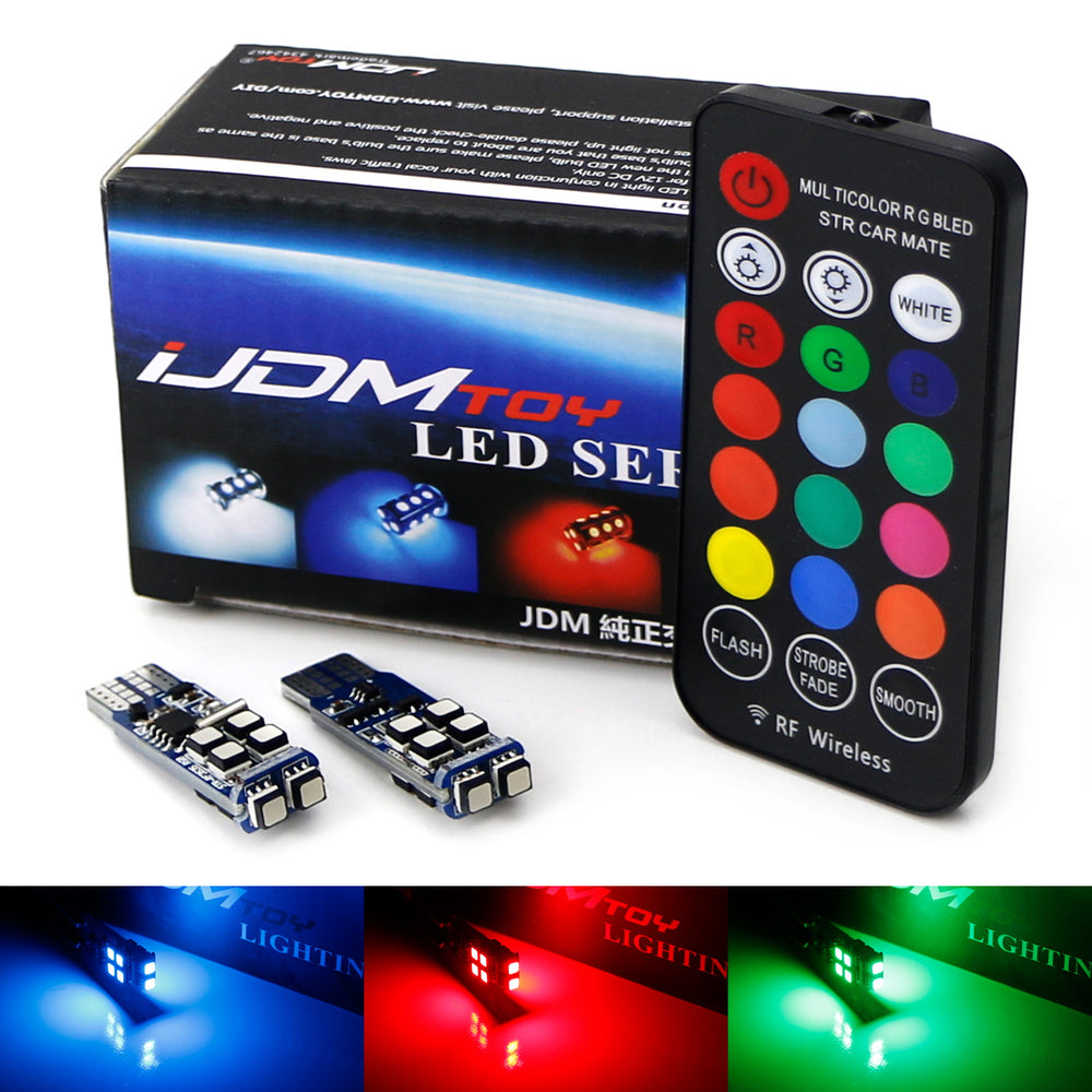 10 Smd Multi Color Rgb 168 194 25 W5w T10 Led Replacement Bulbs Ijdmtoy Com