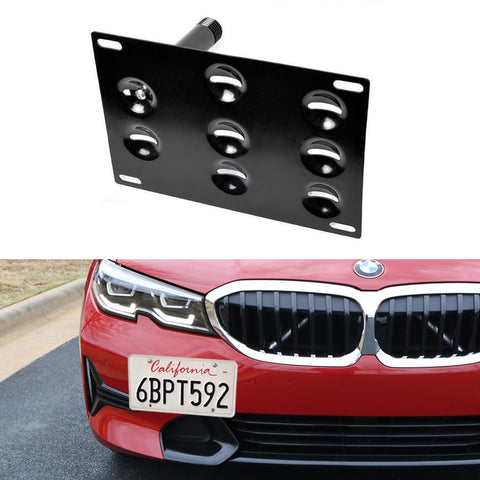 iJDMTOY No Drill Front Bumper Tow Hook License Plate Mounting Bracket  Adapter Kit Compatible with Volkswagen: 2015-up VW MK7 GTI Golf