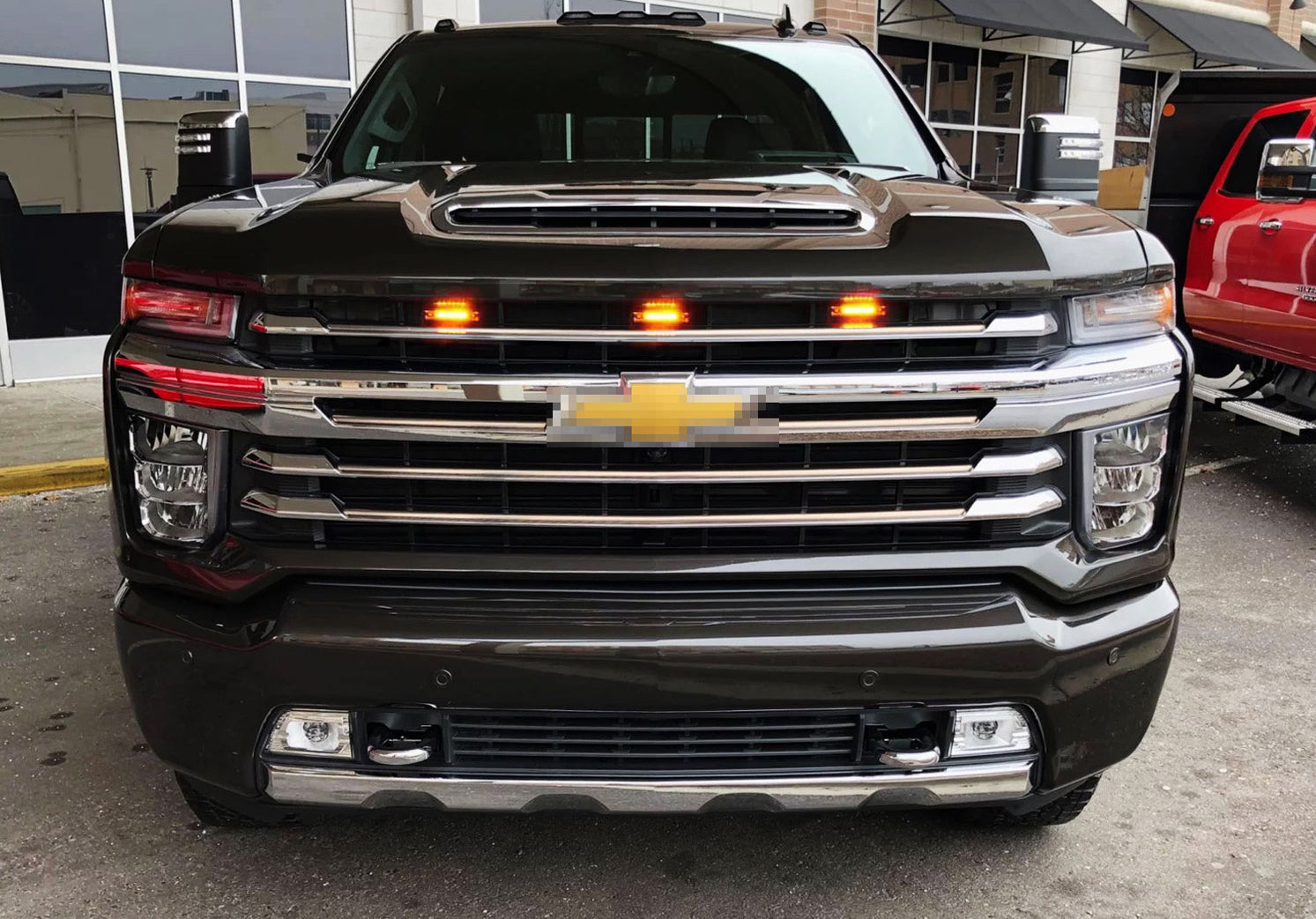 Chevy Silverado Amber Lens Amber LED Center Grille Lights w/Bracket