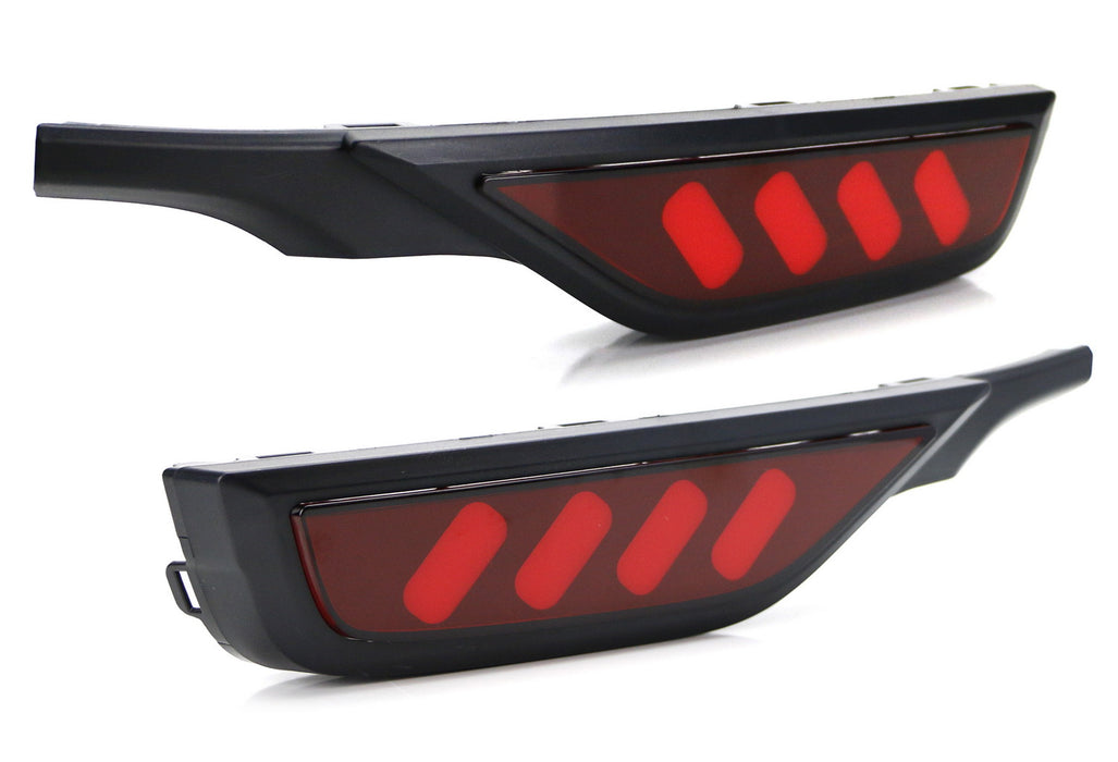 Red Lens LED Bumper Reflector, Sequential Turn Signal Lights For 18-20