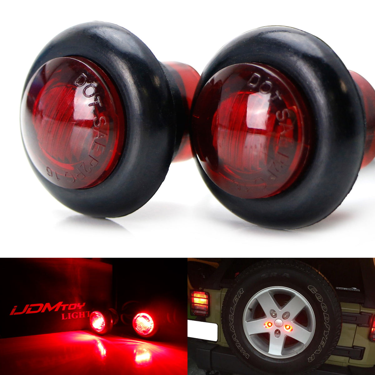 Rear Mount Spare Tire Lug Nut Insert Red 3rd LED Brake Lights For Jeep  Wrangler — 