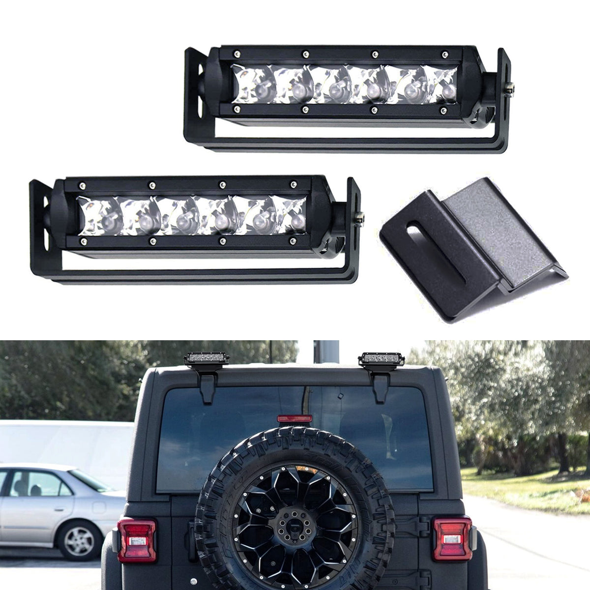 Above Rear Window Mount Dual 6-Inch LED LightBar Kit For 07+ Jeep Wrangler  JK JL — 