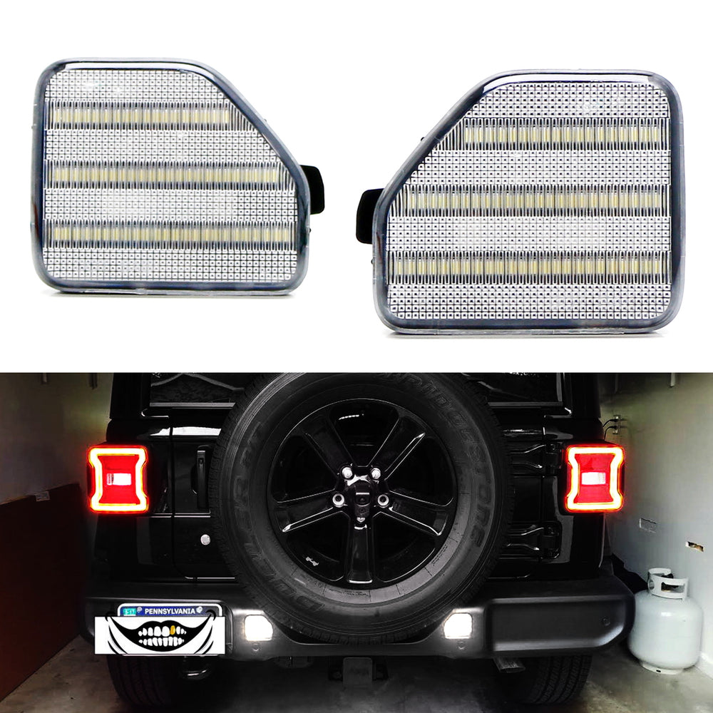 White LED Rear Bumper Reflector Light Kit For 18-up Jeep Wrangler JL —  