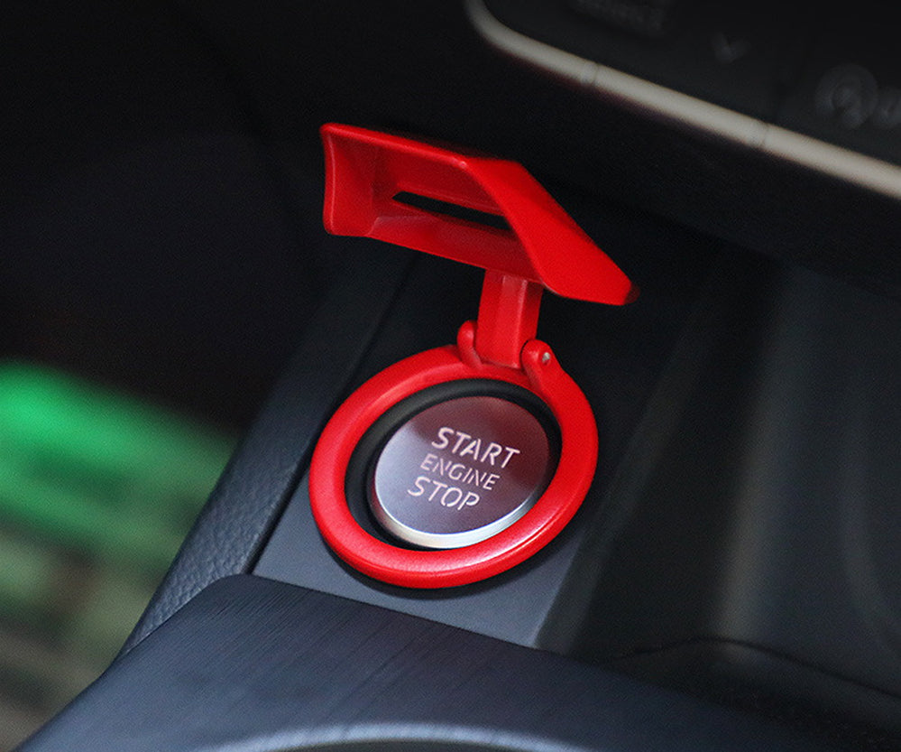 Sports Red Lambo-Style Engine Push Start Decoration Cover Universal For