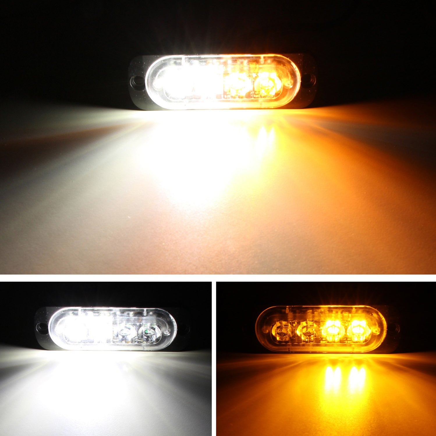 Amber/White LED License Plate Mount Strobe Warning Light Kit For Truck