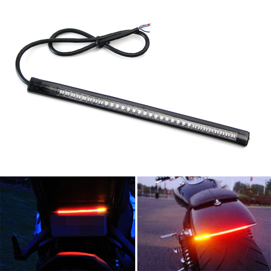 Universal 8" LED Tail Brake, L/R Turn Signal Light Strip For Motorcycle