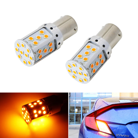 iJDMTOY Amber Yellow 54-SMD 7507 PY21W Canbus LED Replacement Bulbs  Compatible With BMW 1 2 3 4 Series X1 X3 X4 X5 Front Turn Signal Lights