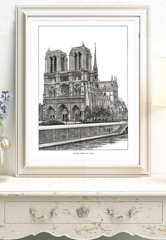 Notre Dame de Paris Cathedral engraving