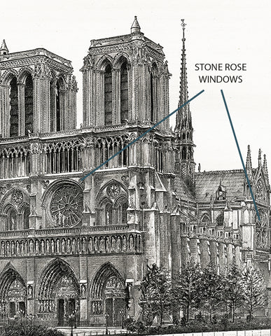 Stone rose windows of Notre Dame de Paris