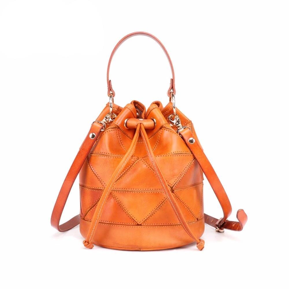 womens leather bucket bag