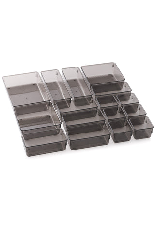 This is a product image of Black Multi-functional Storage Organizers  - Set Of 16 on www.masonhome.in
