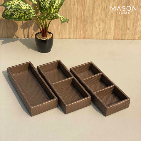 This is a product image of Braided Brown Multipurpose Organiser on www.masonhome.in