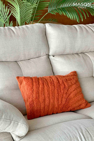 This is a product image of Burnt Orange Cottage Throw Cushion Cover on www.masonhome.in