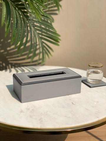 This is a product image of Naples Grey Tissue Box on www.masonhome.in