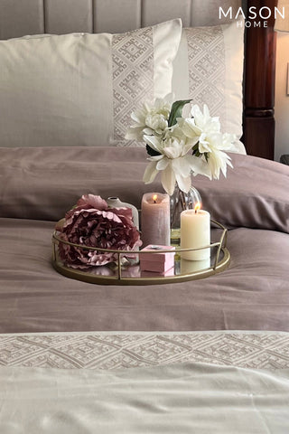 This is a product image of Arcane Beige Taupe Dreams Duvet Cover Set With Bedsheet on www.masonhome.in