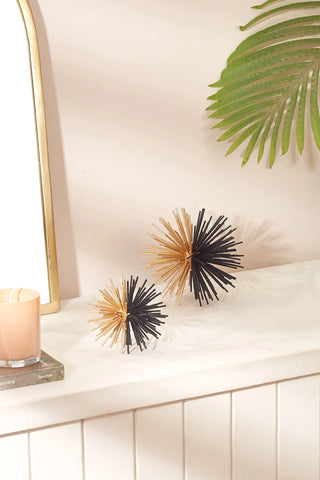This is a product image of Sunburst Black & Gold Spheres on www.masonhome.in