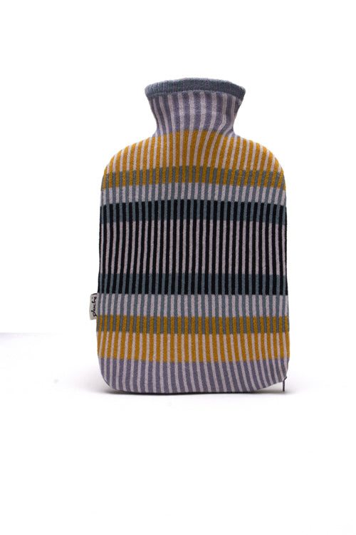 Multicolor Stripe - Minimal Grey Knitted Hot Water Bottle Cover