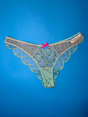 Yasmine Eslami - The Iris Embroidered Thong in Cherry