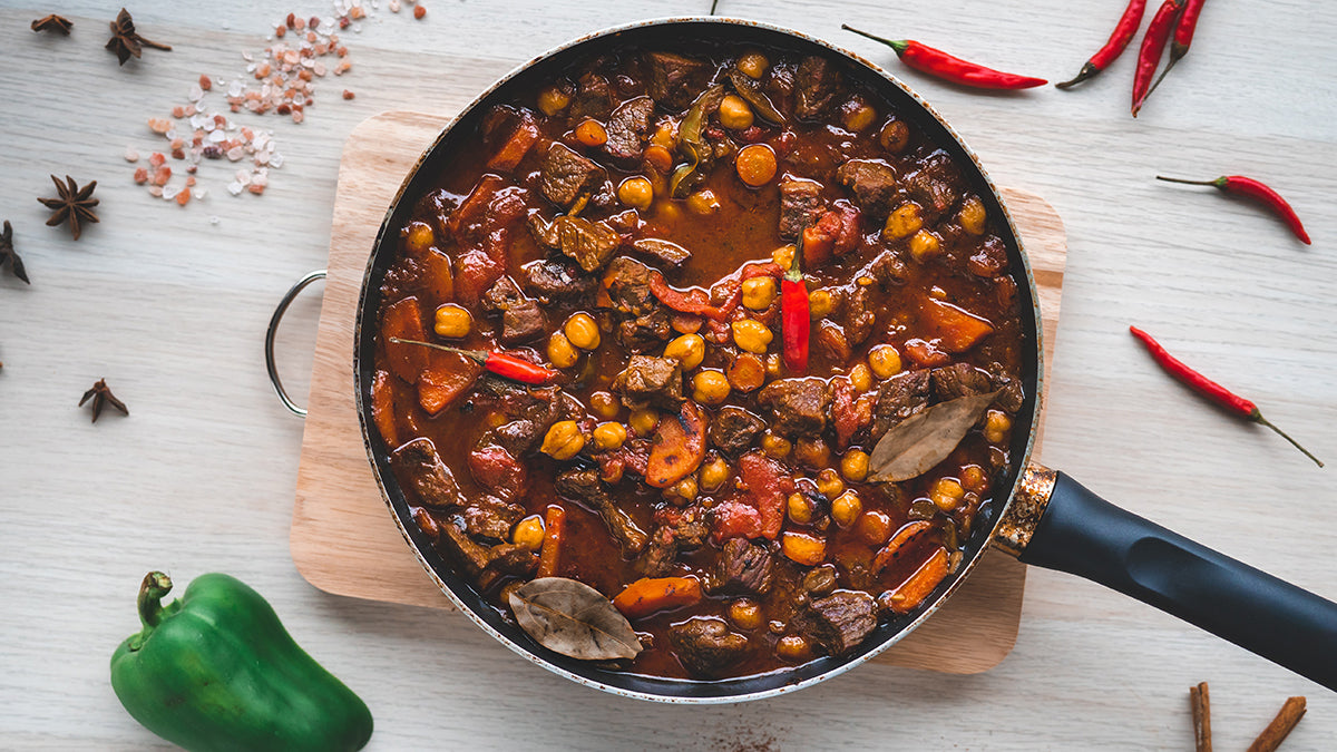 Moroccan Lamb Stew in a pan