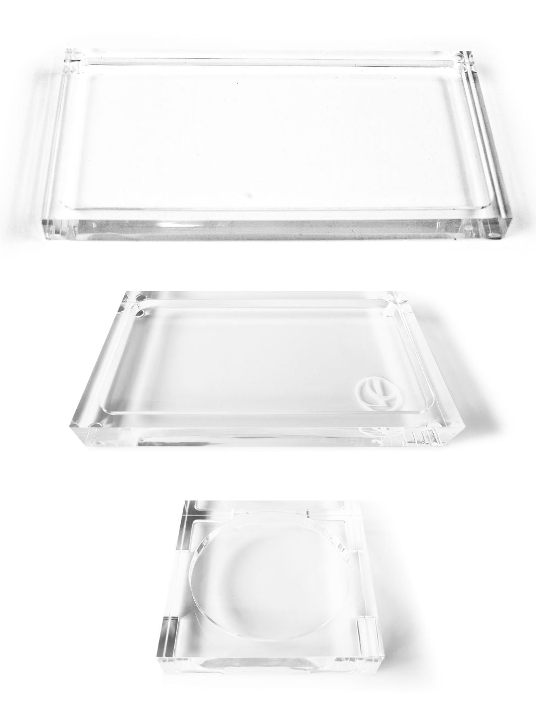 Lucite Tray Trio Bundle, Small Medium and Large Acrylic Trays