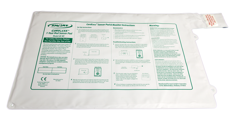 1 Year 20" x 30" Cordless Bed Pad - Use with Alarms 433-EC, 433-CMU, and TL-2100G