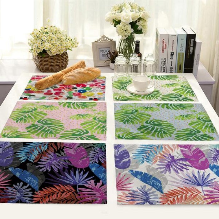 Colorful Abstract Palm Leaf Pattern Table Placemat