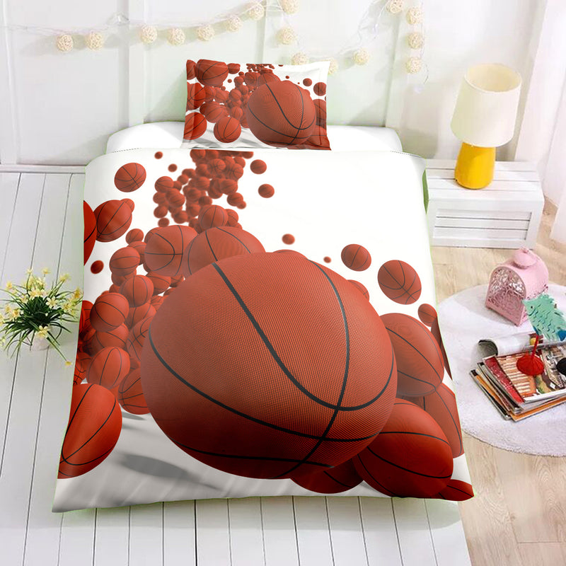 White 2 3 Piece Bouncing Basketball Duvet Cover Set Decorzee