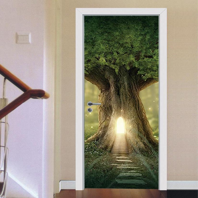 Magical Fantasy Troll Tree 3d Door Mural Sticker