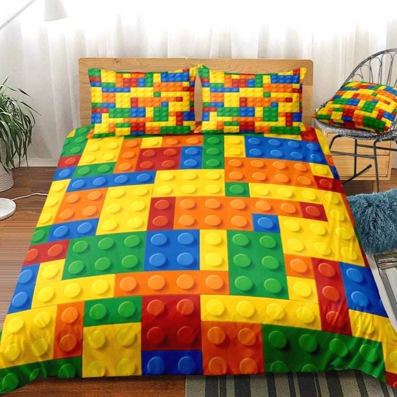 Colorful Kids 2 3 Piece Lego Print Duvet Cover Bedding Set Decorzee