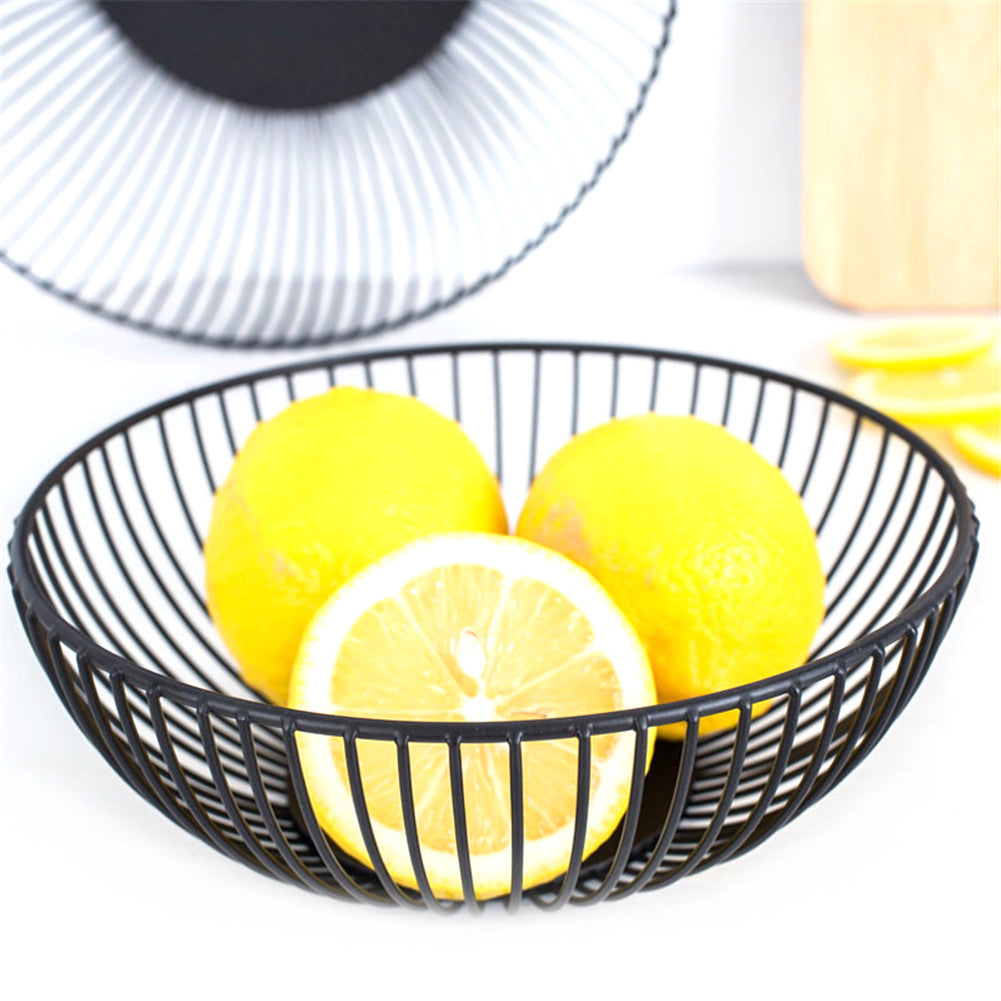 Black Minimalist Metal Wire Storage Basket Bowl