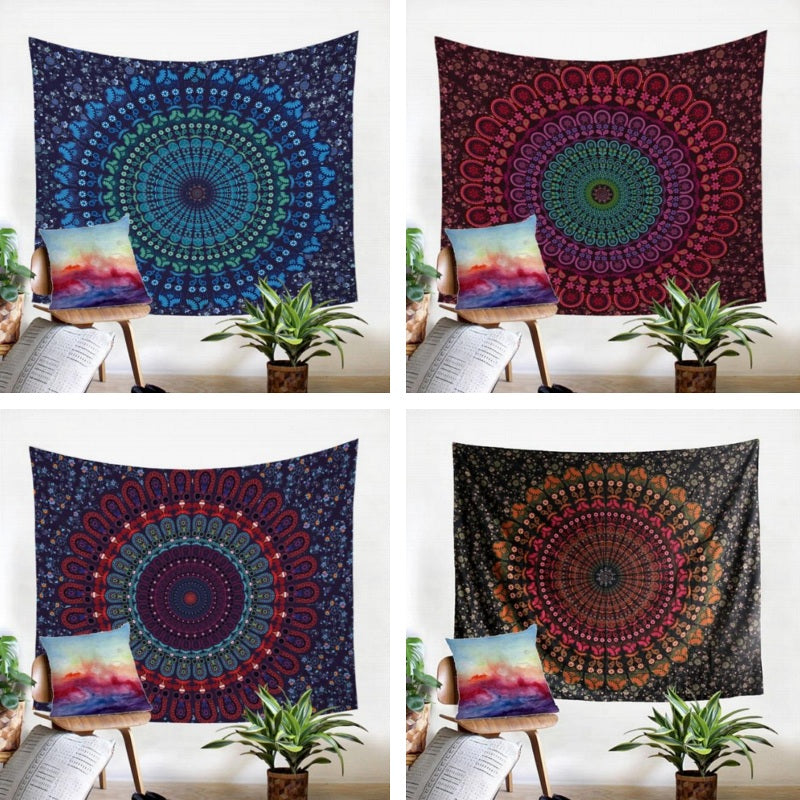 Multi-color Bohemian Floral Mandala Wall Tapestry