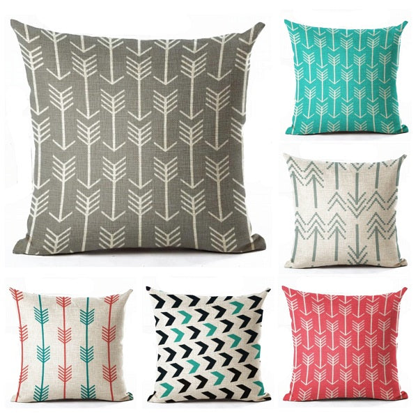 18" Geometric Nordic Arrow Pattern Throw Pillow Cover