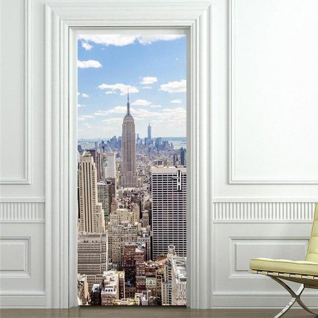 New York City Skyline 3d Door Mural Sticker