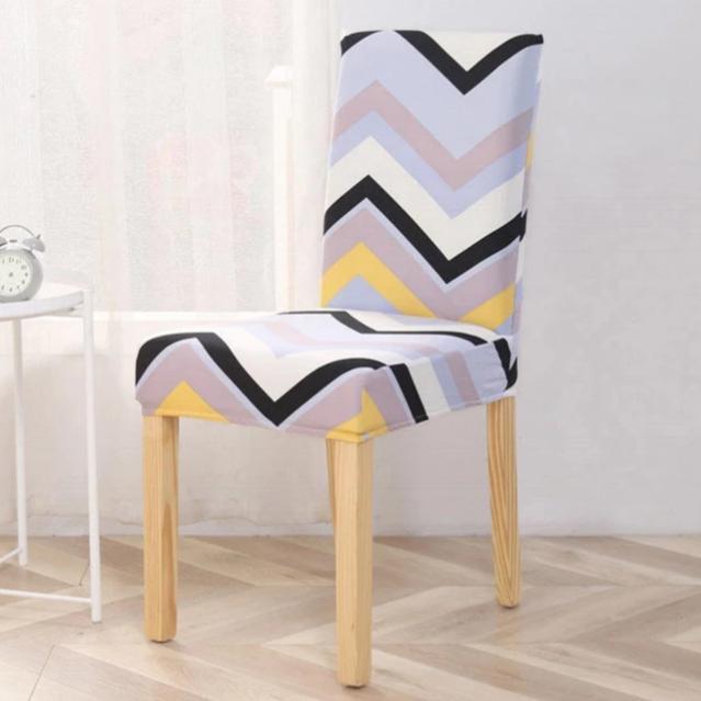 Multi-color Pastel Chevron Stripe Dining Chair Cover